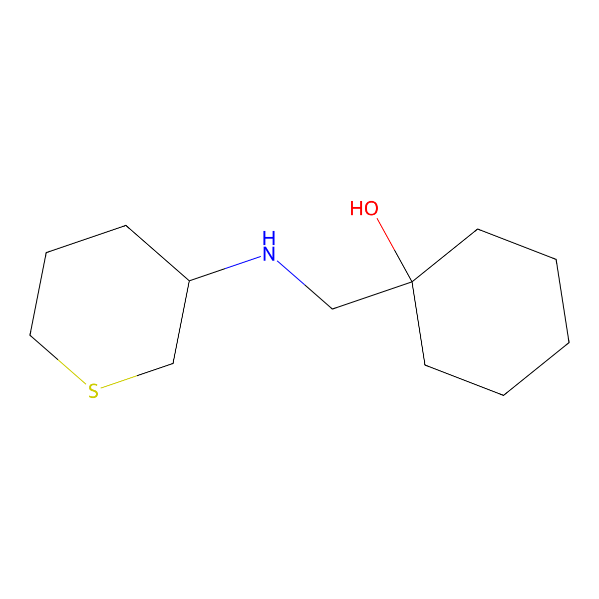 1-{[(Thian-3-yl)amino]methyl}cyclohexan-1-ol molecular structure, CAS 1486190-72-0