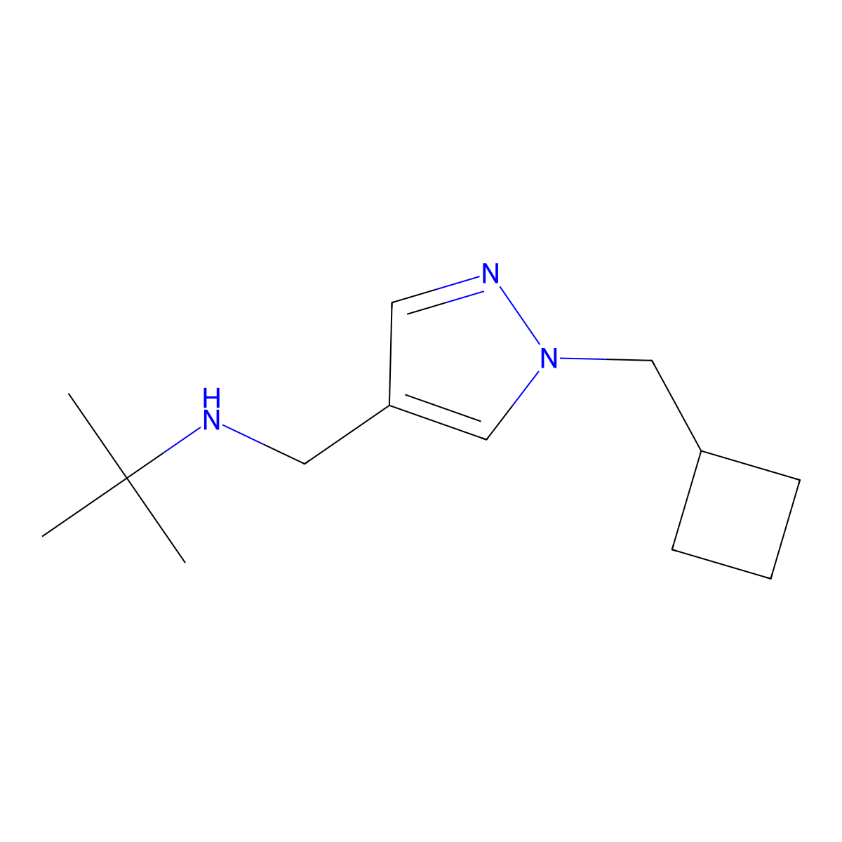 n-((1-(Cyclobutylmethyl)-1h-pyrazol-4-yl)methyl)-2-methylpropan-2-amine molecular structure, CAS 1486191-86-9