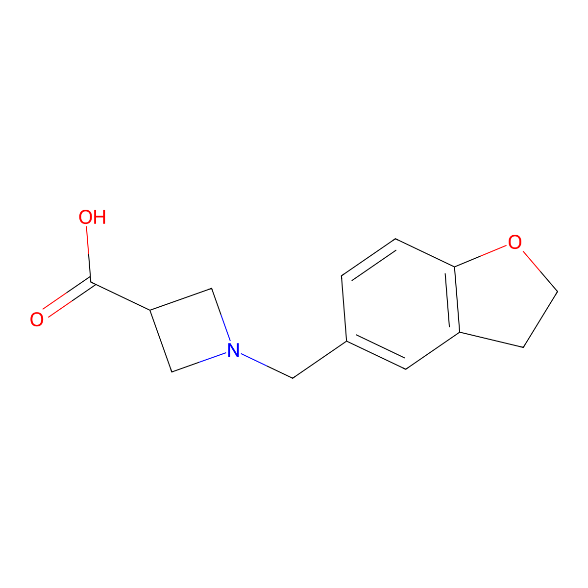 1-((2,3-Dihydrobenzofuran-5-yl)methyl)azetidine-3-carboxylic acid molecular structure, CAS 1486214-01-0