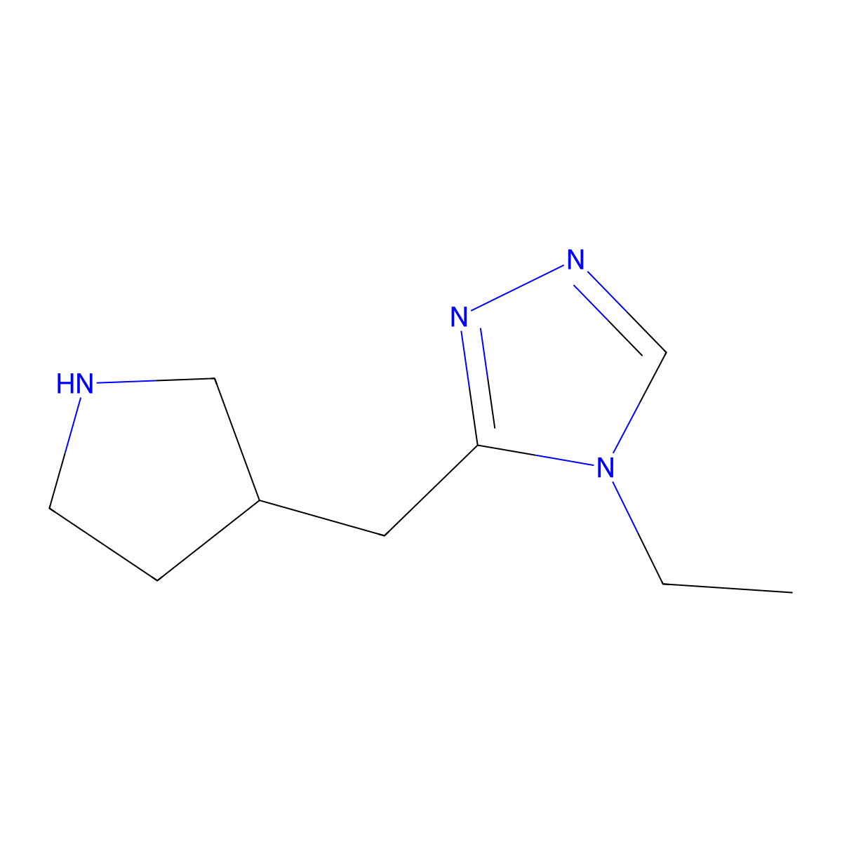 4-ethyl-3-(pyrrolidin-3-ylmethyl)-4H-1,2,4-triazole molecular structure, CAS 1486215-10-4