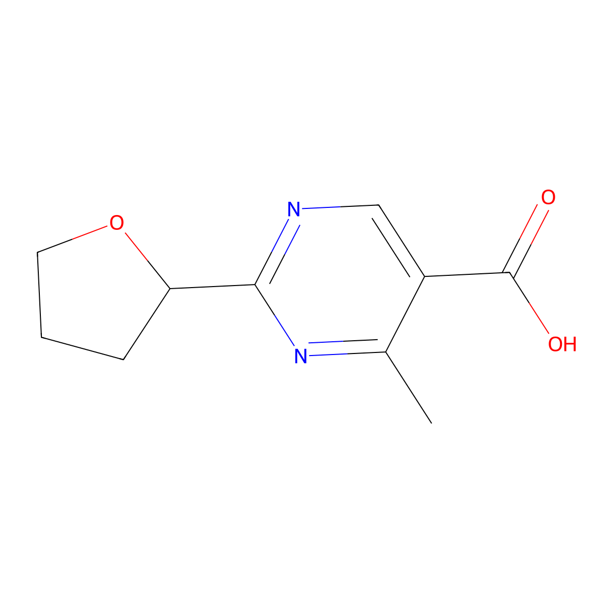 4-Methyl-2-(oxolan-2-yl)pyrimidine-5-carboxylic acid molecular structure, CAS 1486227-08-0