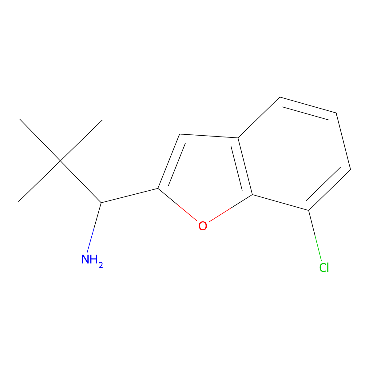 1-(7-Chloro-1-benzofuran-2-yl)-2,2-dimethylpropan-1-amine molecular structure, CAS 1486234-38-1