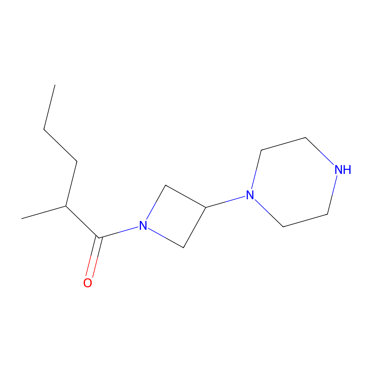 2-Methyl-1-[3-(piperazin-1-yl)azetidin-1-yl]pentan-1-one molecular structure, CAS 1486241-53-5