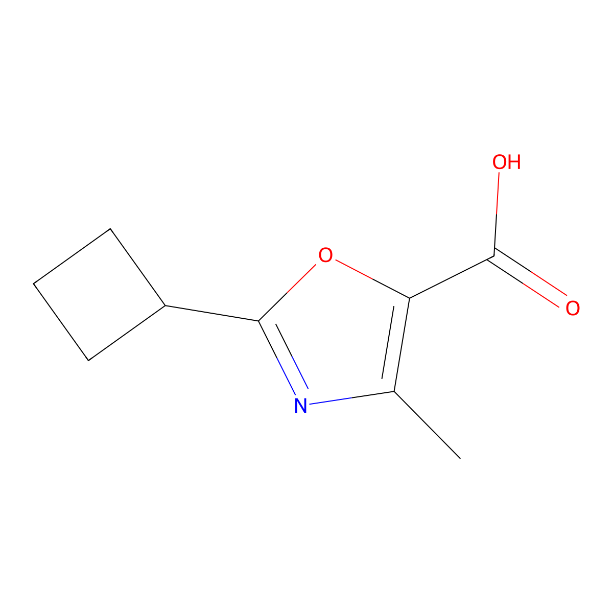 2-Cyclobutyl-4-methyl-1,3-oxazole-5-carboxylic acid molecular structure, CAS 1486270-56-7