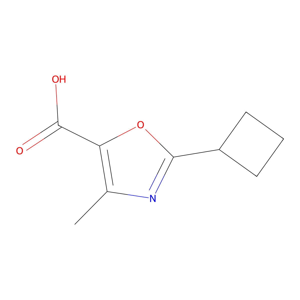 2-Cyclobutyl-4-methyl-1,3-oxazole-5-carboxylic acid molecular structure, CAS 1486270-56-7