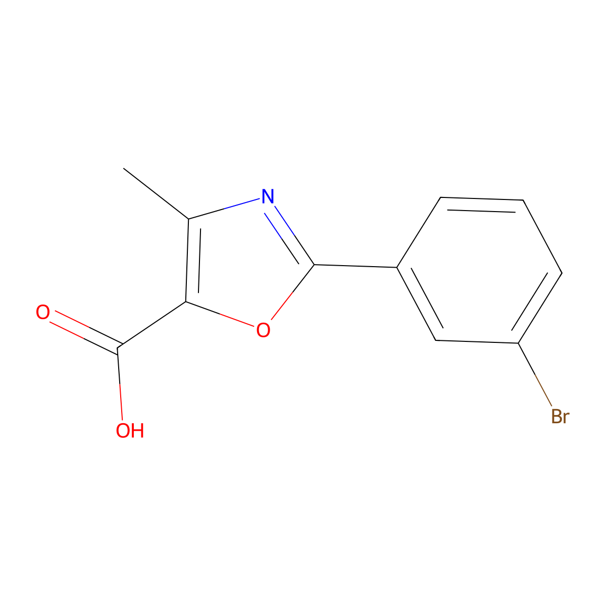 2-(3-Bromophenyl)-4-methyl-1,3-oxazole-5-carboxylic acid molecular structure, CAS 1486271-08-2