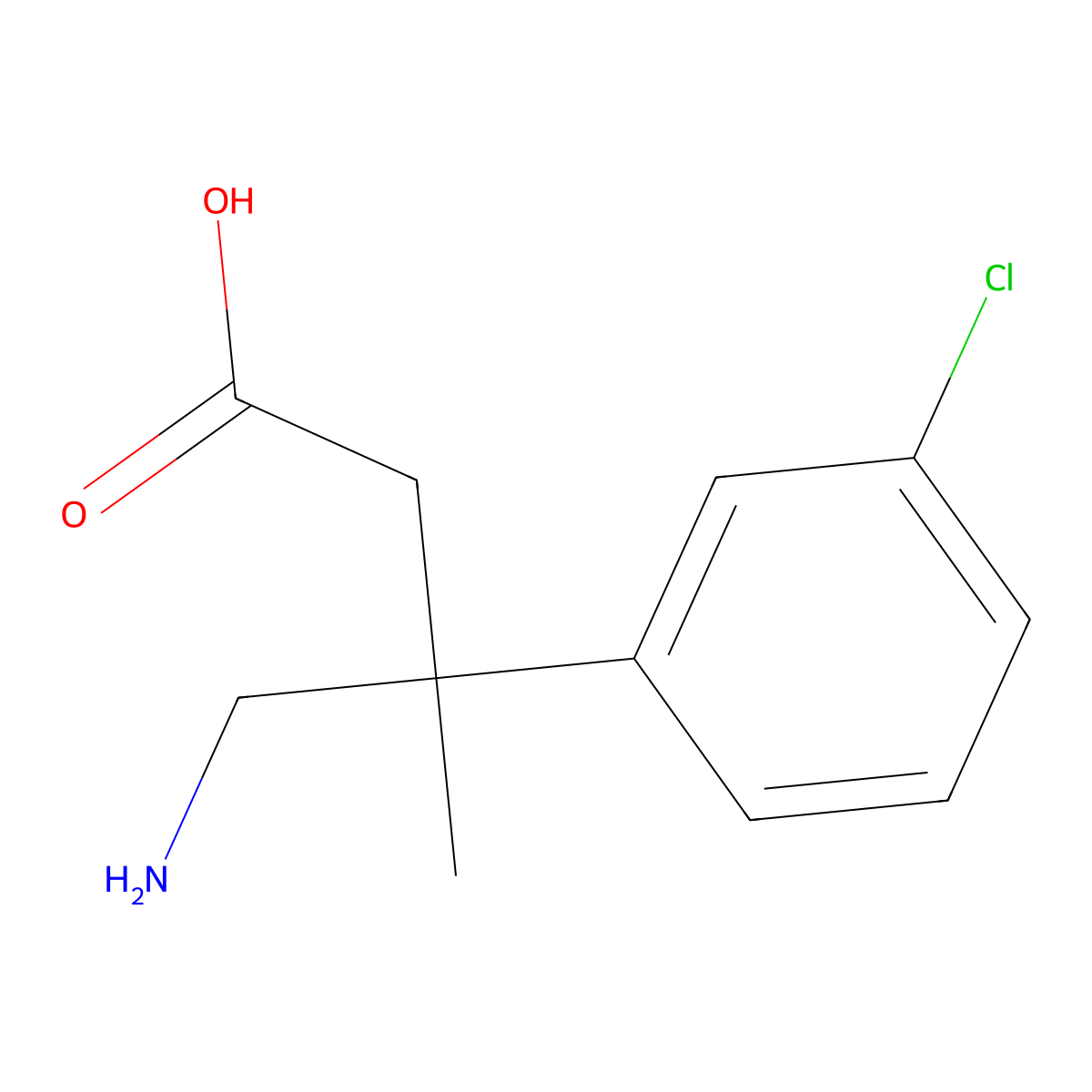 4-Amino-3-(3-chlorophenyl)-3-methylbutanoic acid molecular structure, CAS 1486272-83-6