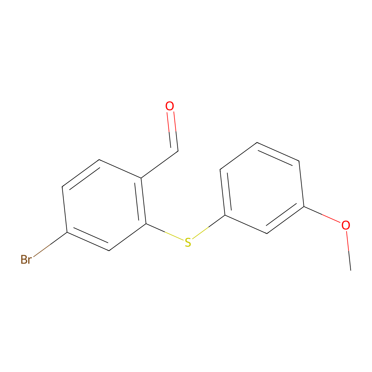 4-Bromo-2-[(3-methoxyphenyl)sulfanyl]benzaldehyde molecular structure, CAS 1486296-96-1