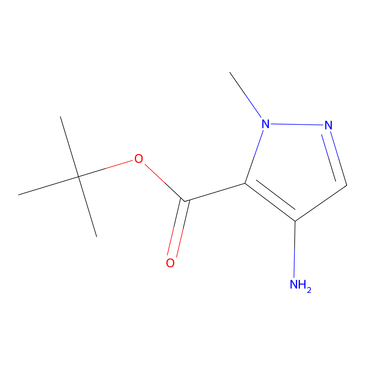 Tert-butyl 4-amino-1-methyl-1H-pyrazole-5-carboxylate molecular structure, CAS 1486303-06-3