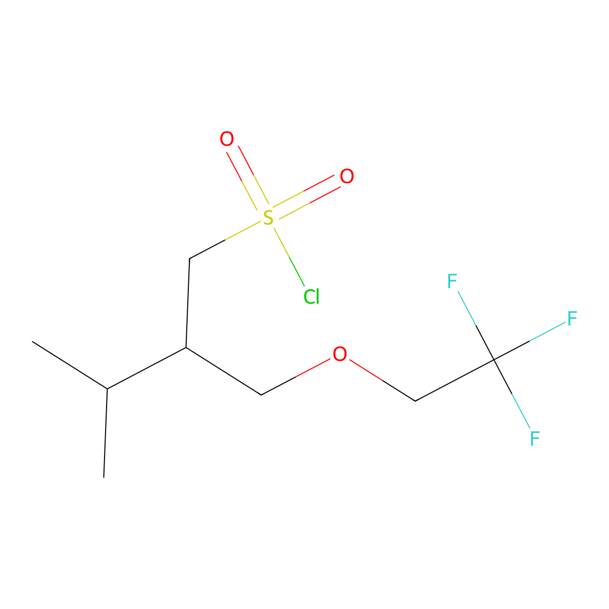 3-Methyl-2-((2,2,2-trifluoroethoxy)methyl)butane-1-sulfonyl chloride molecular structure, CAS 1486306-59-5