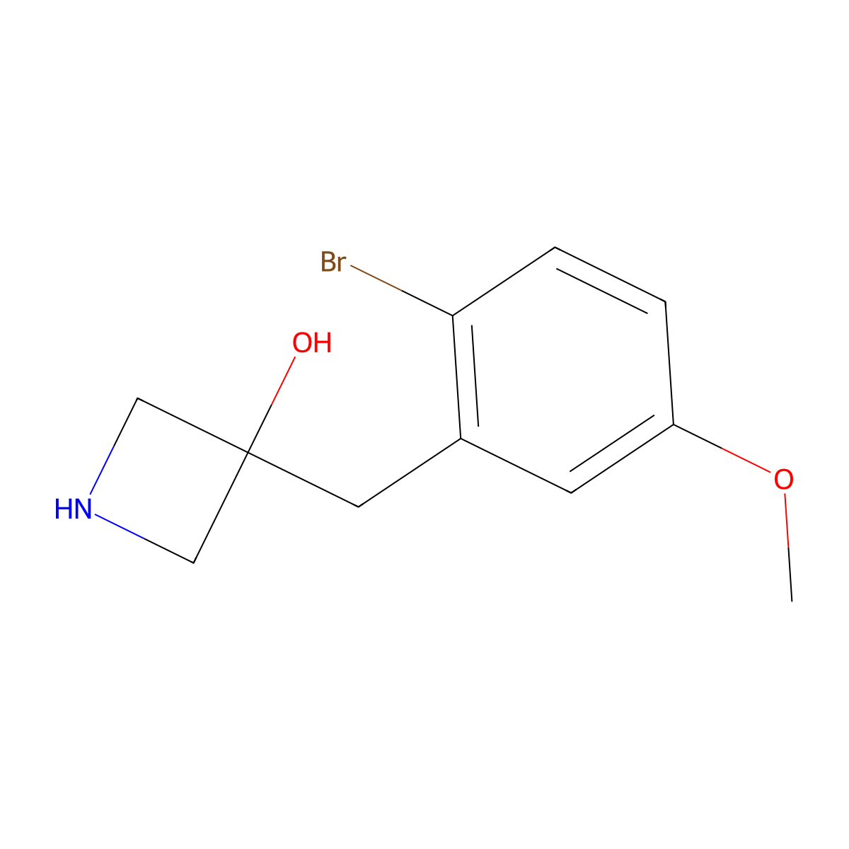 3-(2-Bromo-5-methoxybenzyl)azetidin-3-ol molecular structure, CAS 1486307-83-8
