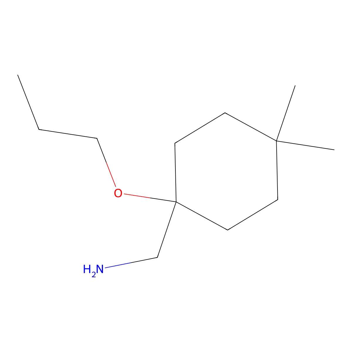 (4,4-Dimethyl-1-propoxycyclohexyl)methanamine molecular structure, CAS 1486311-01-6