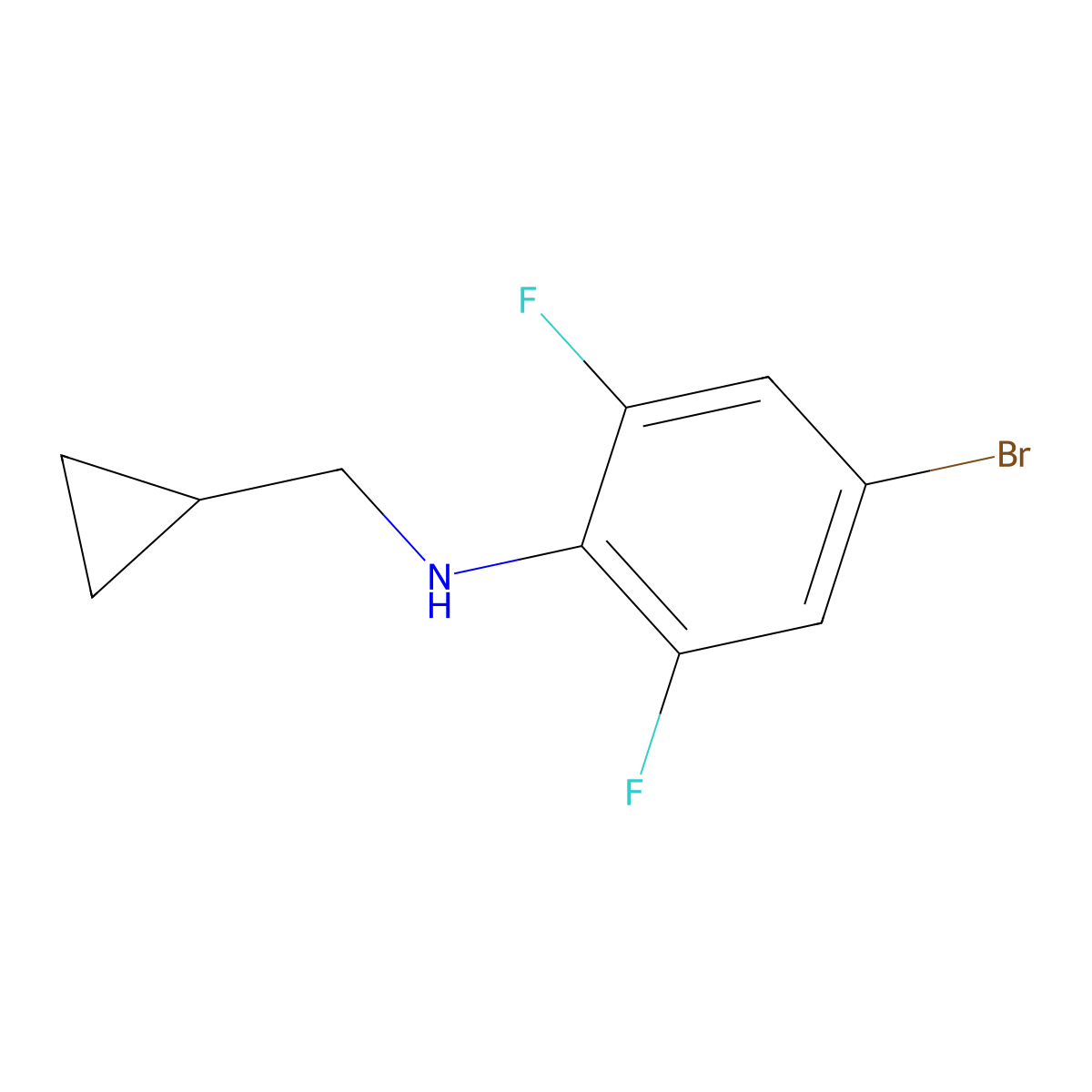 4-bromo-N-(cyclopropylmethyl)-2,6-difluoroaniline molecular structure, CAS 1486344-00-6