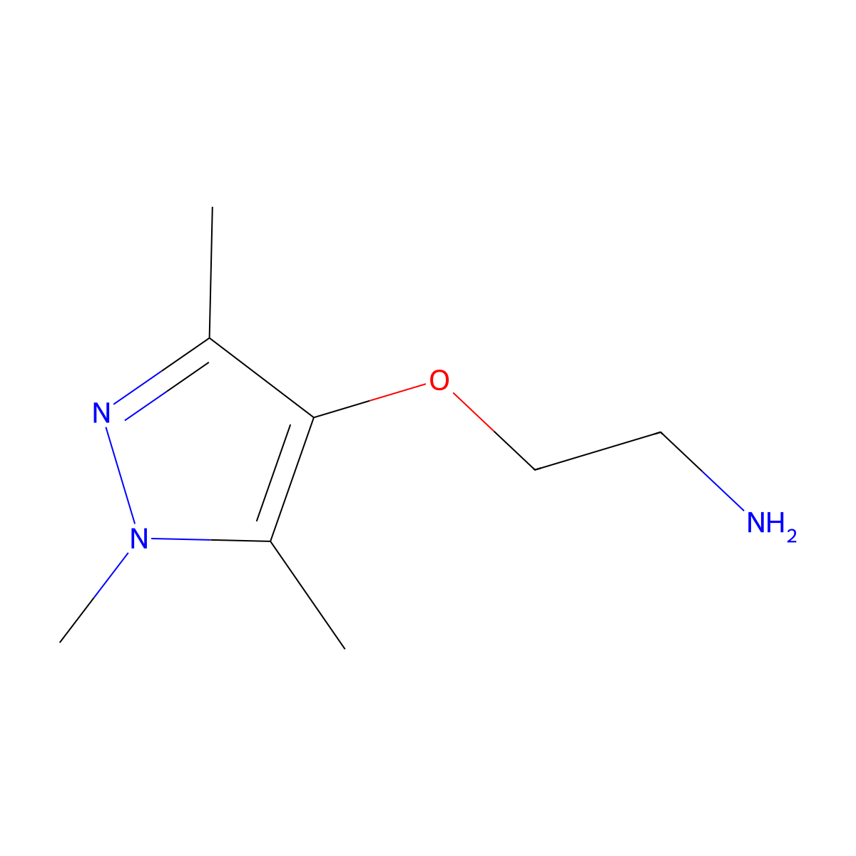 2-((1,3,5-Trimethyl-1h-pyrazol-4-yl)oxy)ethan-1-amine molecular structure, CAS 1486346-40-0