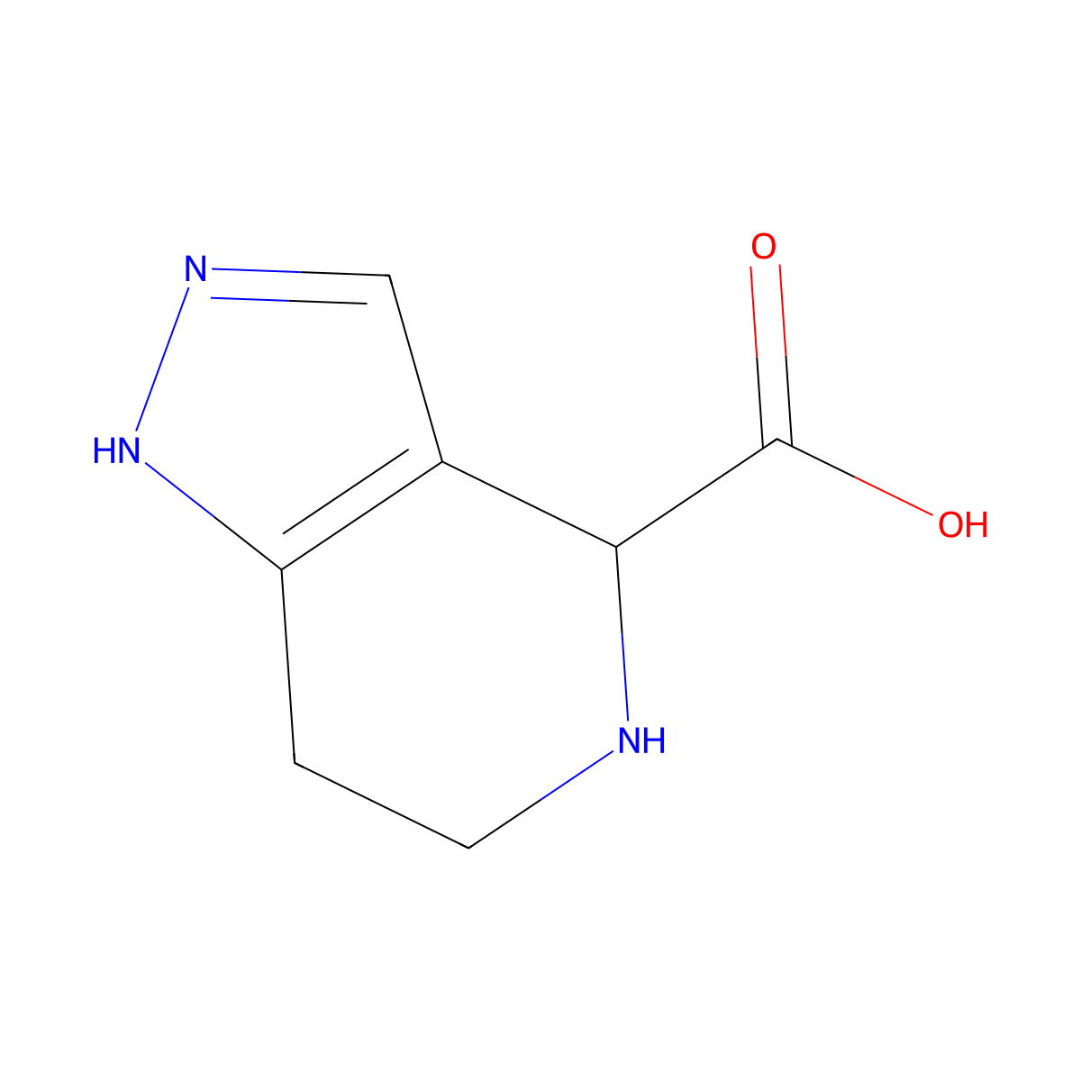 2H,4H,5H,6H,7H-pyrazolo[4,3-c]pyridine-4-carboxylic acid molecular structure, CAS 1486351-09-0