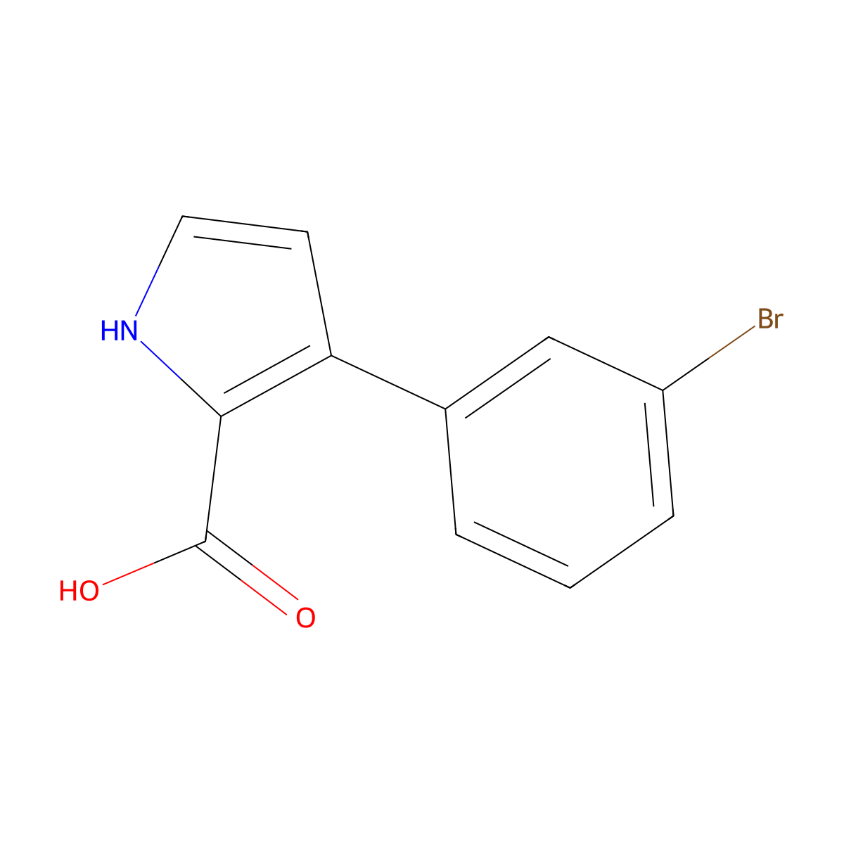 3-(3-bromophenyl)-1H-pyrrole-2-carboxylic acid molecular structure, CAS 1486400-55-8