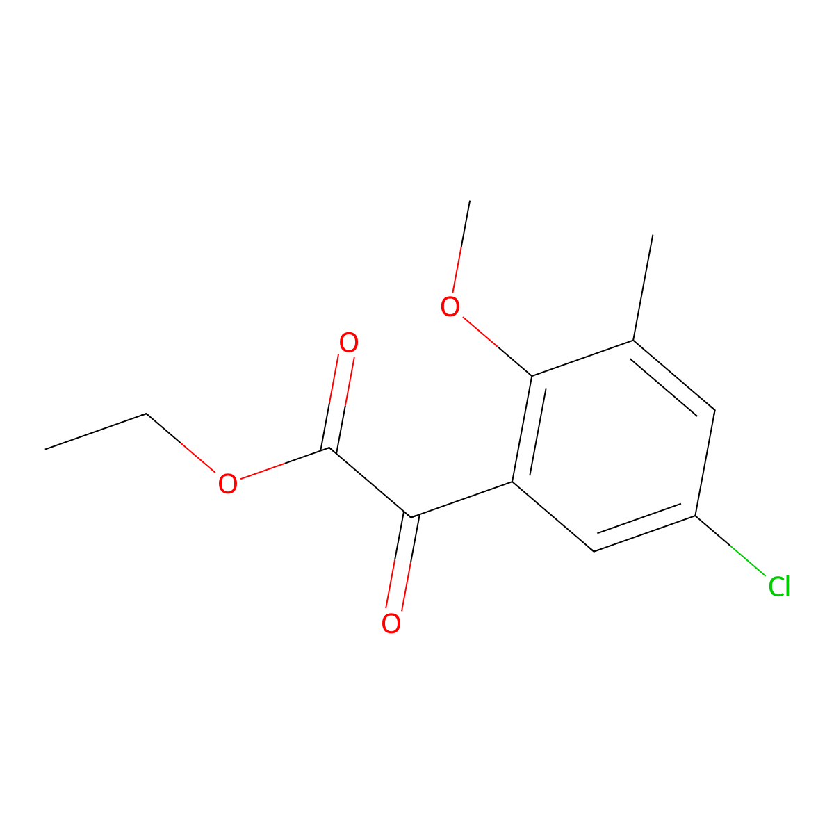 Ethyl 2-(5-chloro-2-methoxy-3-methylphenyl)-2-oxoacetate molecular structure, CAS 1486431-96-2