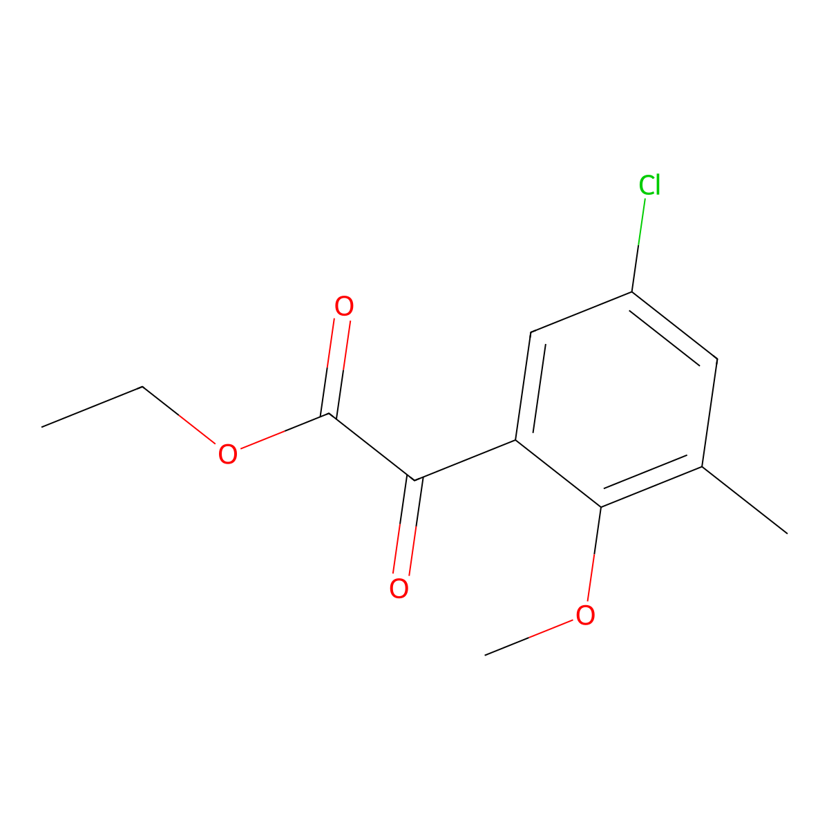 Ethyl 2-(5-chloro-2-methoxy-3-methylphenyl)-2-oxoacetate molecular structure, CAS 1486431-96-2