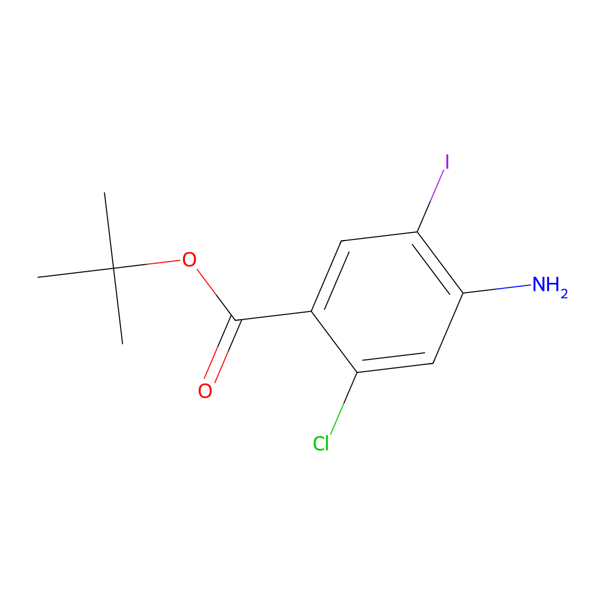 Tert-butyl 4-amino-2-chloro-5-iodobenzoate molecular structure, CAS 1486449-32-4