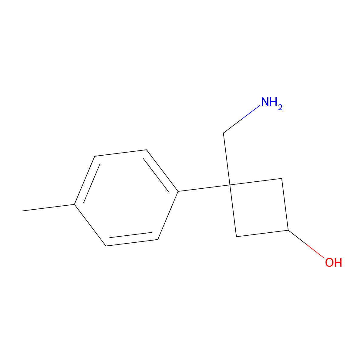3-(Aminomethyl)-3-(4-methylphenyl)cyclobutan-1-ol molecular structure, CAS 1486451-88-0