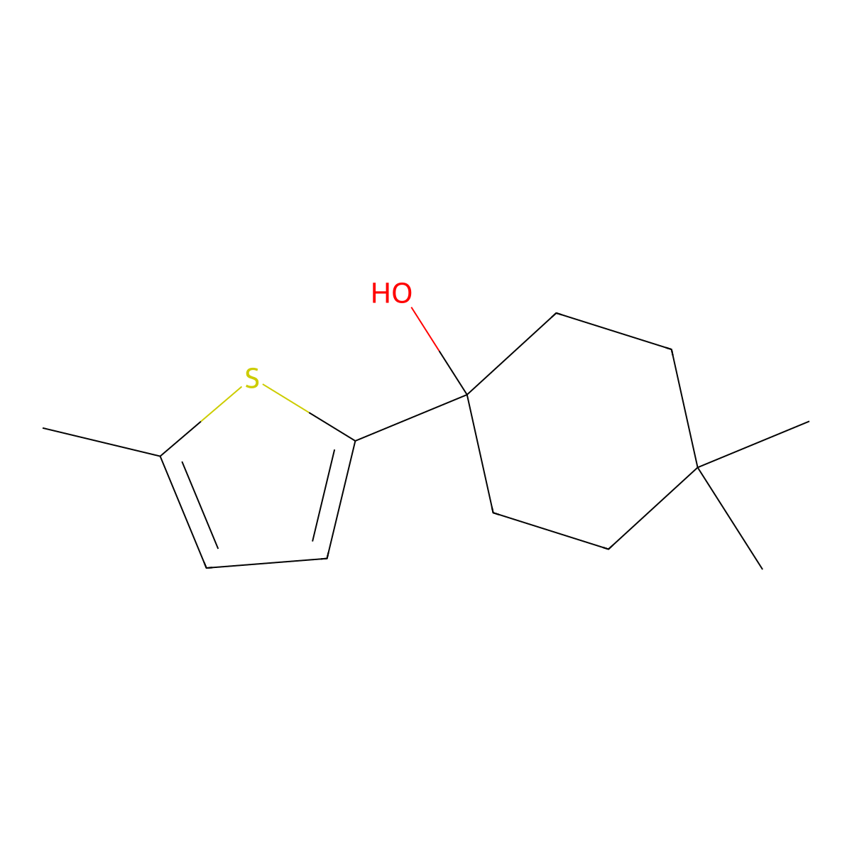 4,4-Dimethyl-1-(5-methylthiophen-2-yl)cyclohexanol molecular structure, CAS 1486459-03-3