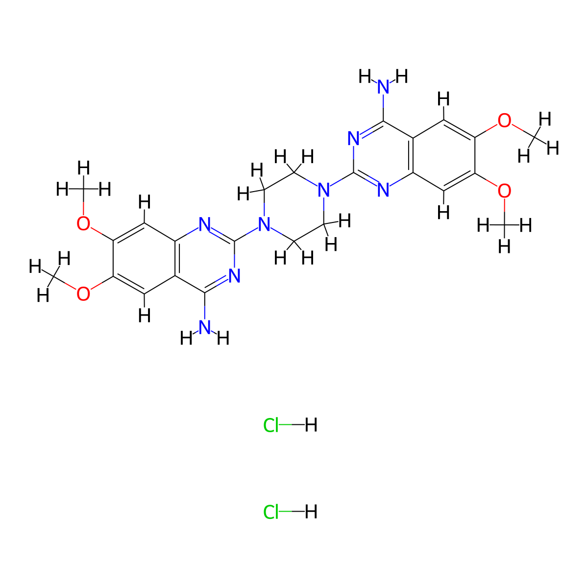 2,2'-(1,4-Piperazinediyl)bis(6,7-dimethoxy-4-quinazolinamine hydrochloride (1:2) molecular structure, CAS 1486464-41-8