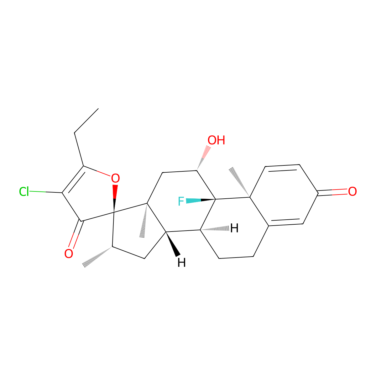 (17R)-4-Chloro-5-ethyl-9-fluoro-11beta-hydroxy-16beta-methylspiro(androsta-1,4-diene-17,2(3H)-furan)-3,3-dione molecular structure, CAS 1486466-31-2