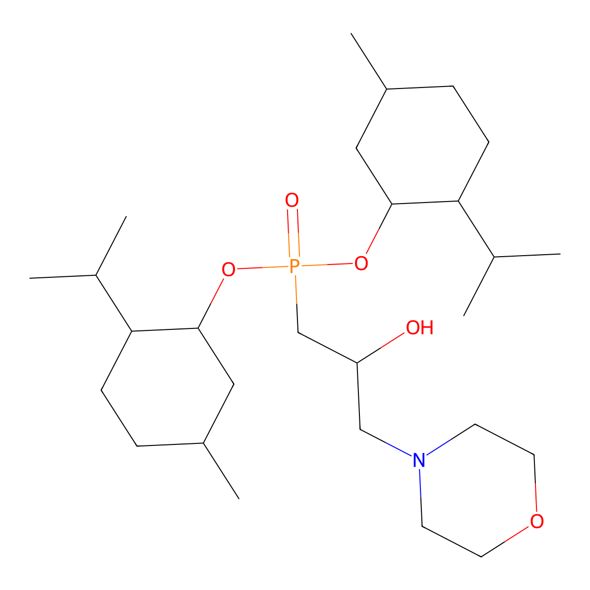 Bis((1r,2s,5r)-2-isopropyl-5-methylcyclohexyl) ((s)-2-hydroxy-3-morpholinopropyl)phosphonate molecular structure, CAS 1486472-71-2