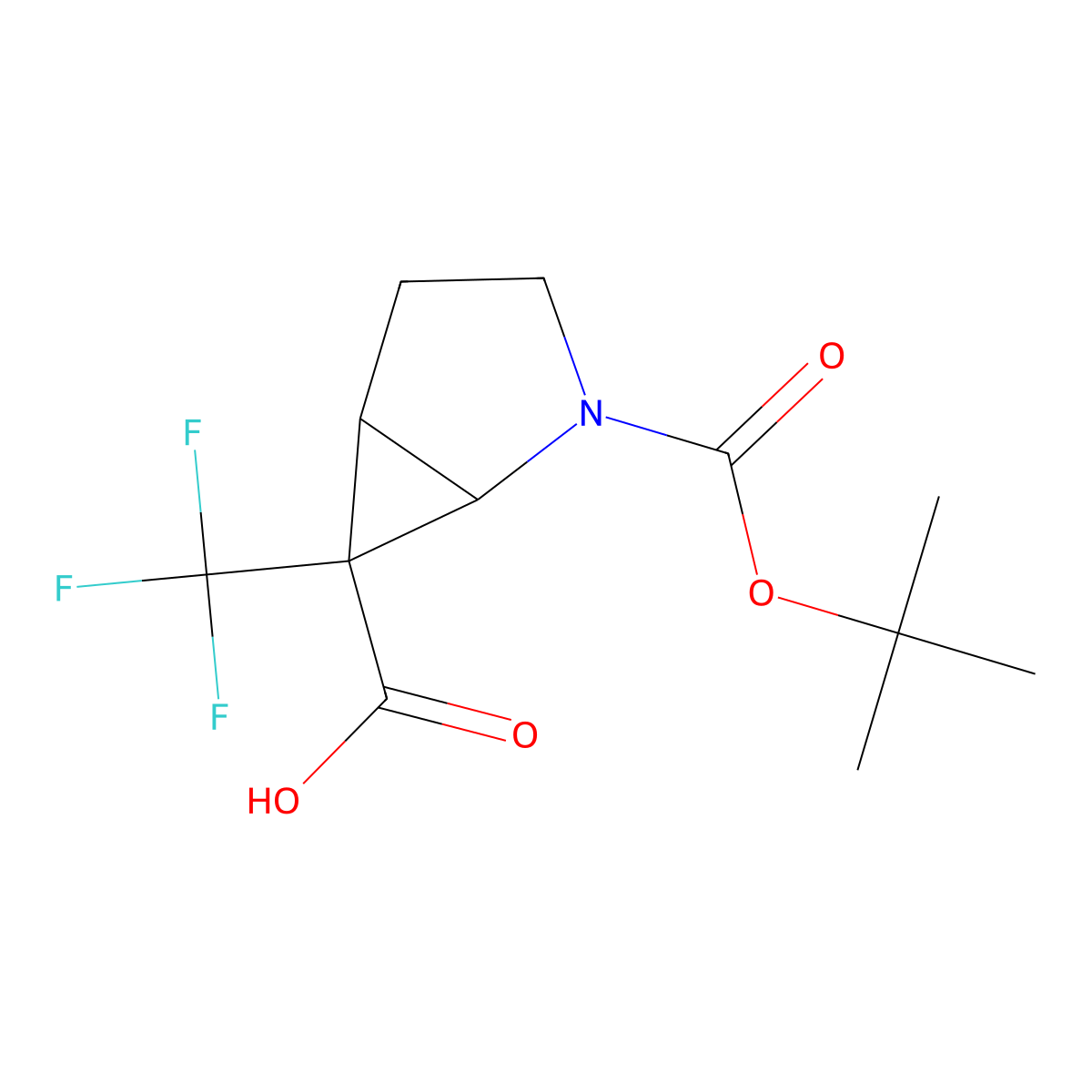 (1S,5S,6S)-2-[(tert-butoxy)carbonyl]-6-(trifluoromethyl)-2-azabicyclo[3.1.0]hexane-6-carboxylic acid molecular structure, CAS 1486472-85-8