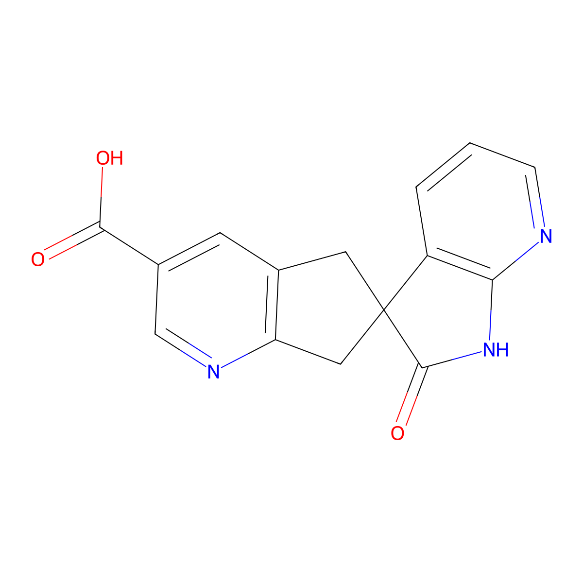 2'-Oxo-1',2',5,7-tetrahydrospiro[cyclopenta[b]pyridine-6,3'-pyrrolo[2,3-b]pyridine]-3-carboxylic acid molecular structure, CAS 1486481-91-7