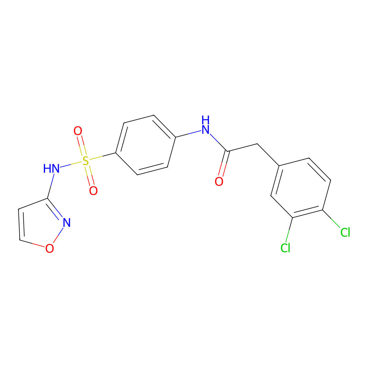 2-(3,4-dichlorophenyl)-N-[4-(1,2-oxazol-3-ylsulfamoyl)phenyl]acetamide molecular structure, CAS 1486482-16-9