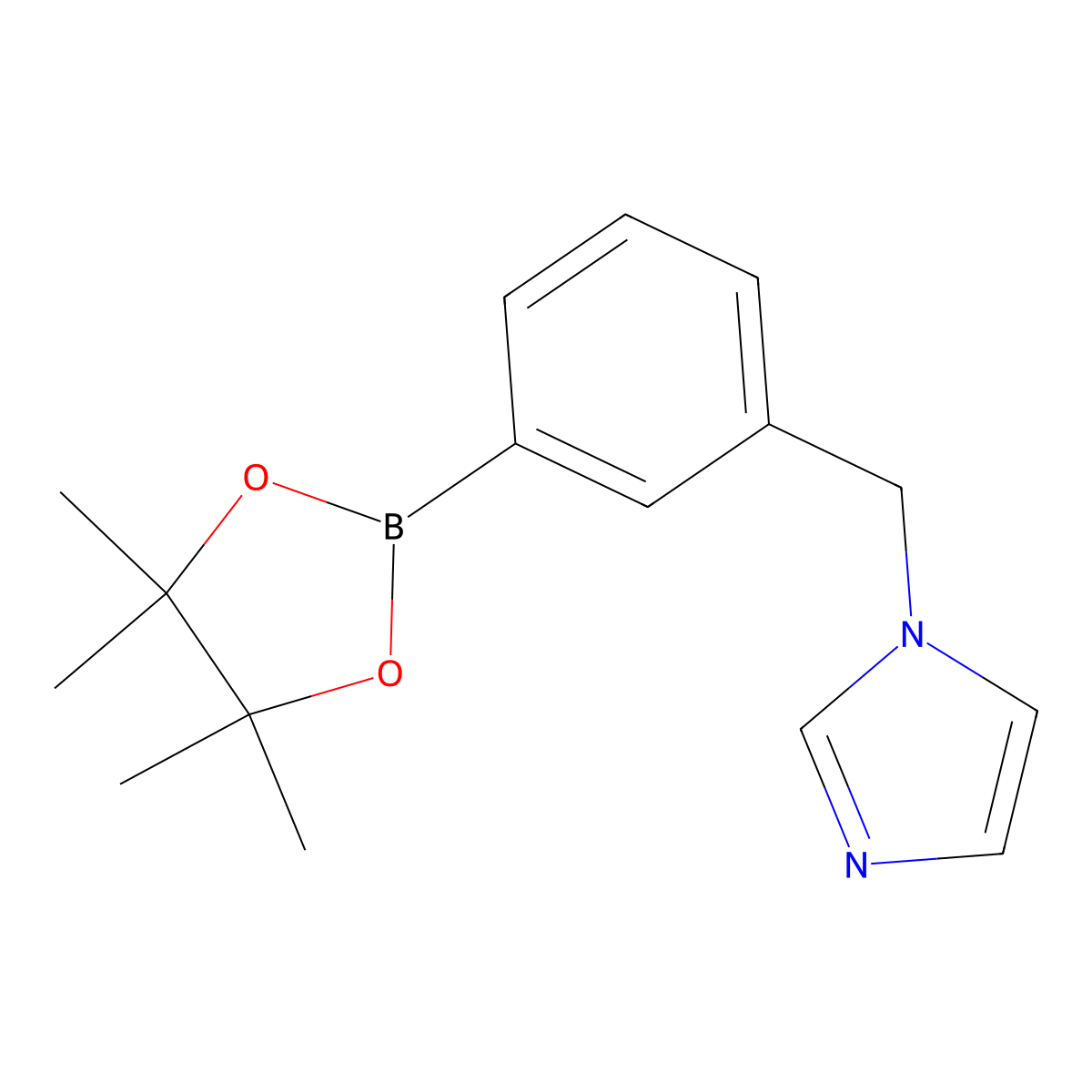 1-(3-(4.4.5.5-Tetramethyl-(1.3.2)-dioxaborolan-2-yl-benzyl)-1H-imidazole molecular structure, CAS 1486485-39-5