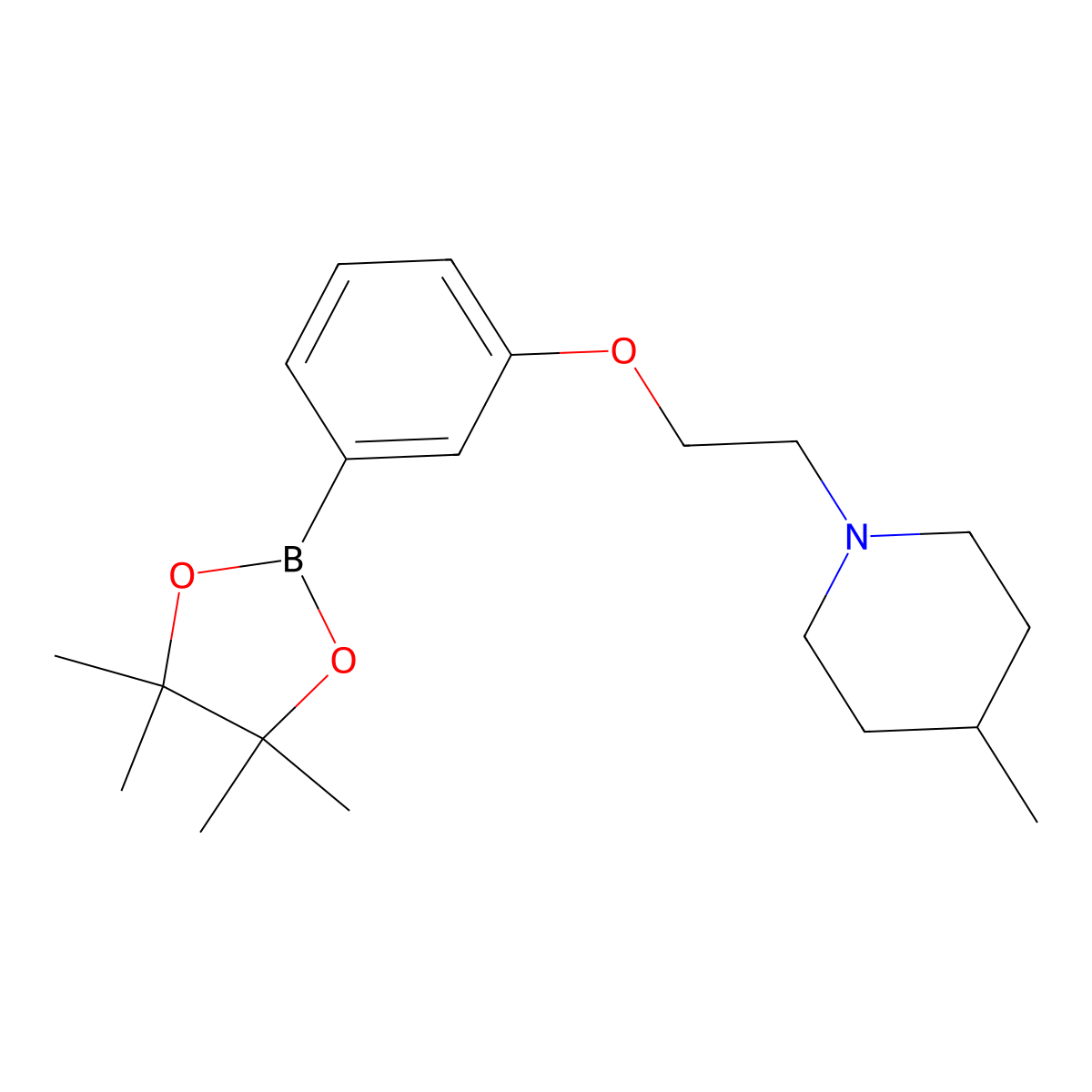 4-Methyl-1-{2-[3-(tetramethyl-1,3,2-dioxaborolan-2-yl)phenoxy]ethyl}piperidine molecular structure, CAS 1486485-50-0