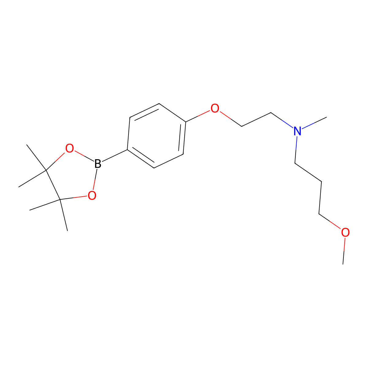 (3-Methoxypropyl)(methyl)(2-(4-(4,4,5,5-tetramethyl-1,3,2-dioxaborolan-2-yl)phenoxy)ethyl)amine molecular structure, CAS 1486485-53-3