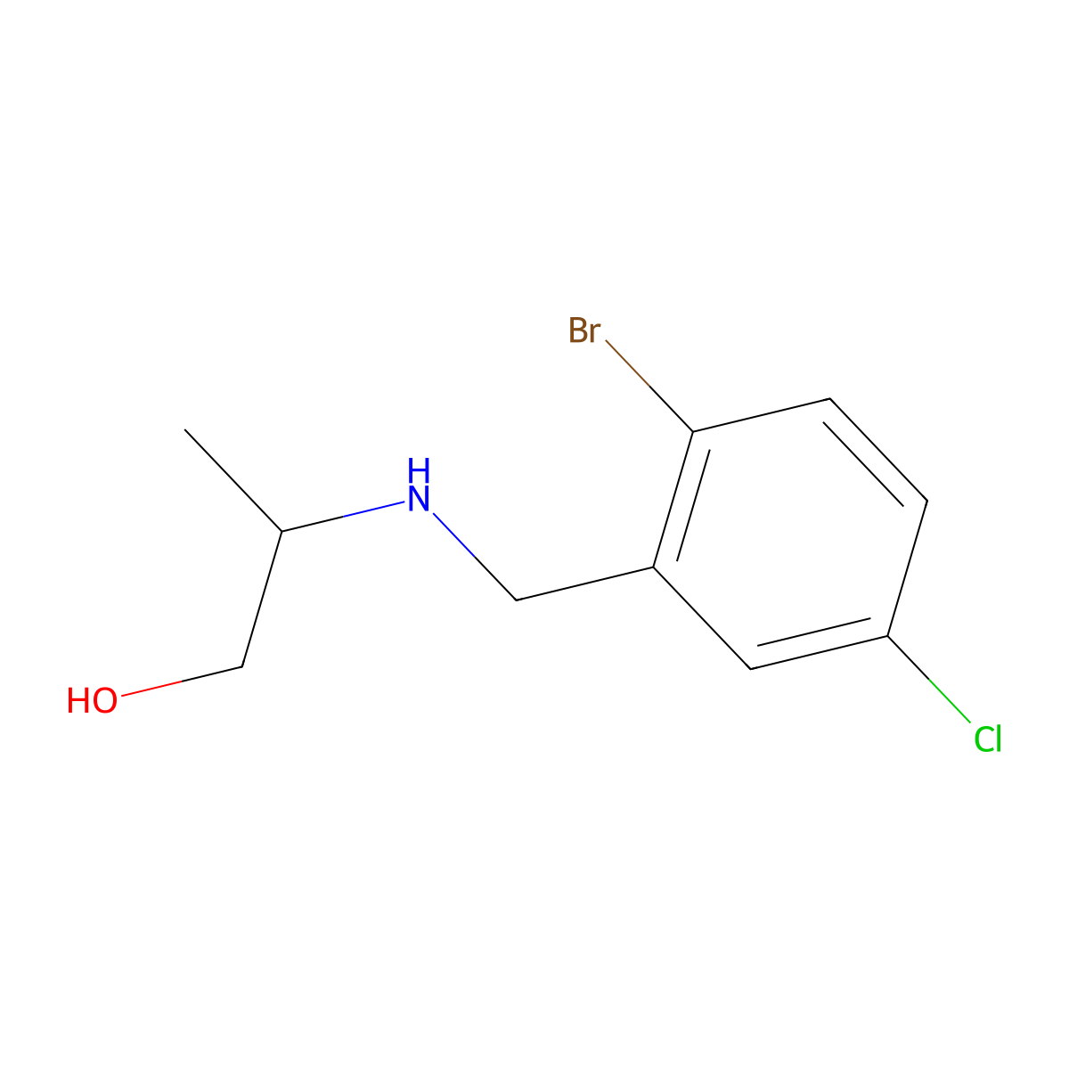 2-{[(2-Bromo-5-chlorophenyl)methyl]amino}propan-1-ol molecular structure, CAS 1486488-71-4