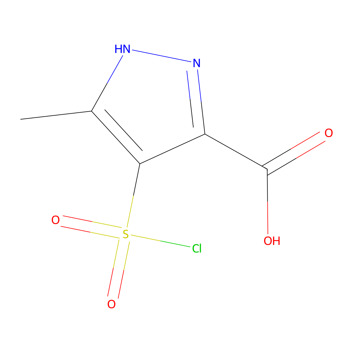 4-(chlorosulfonyl)-5-methyl-1H-pyrazole-3-carboxylic acid molecular structure, CAS 1486497-42-0