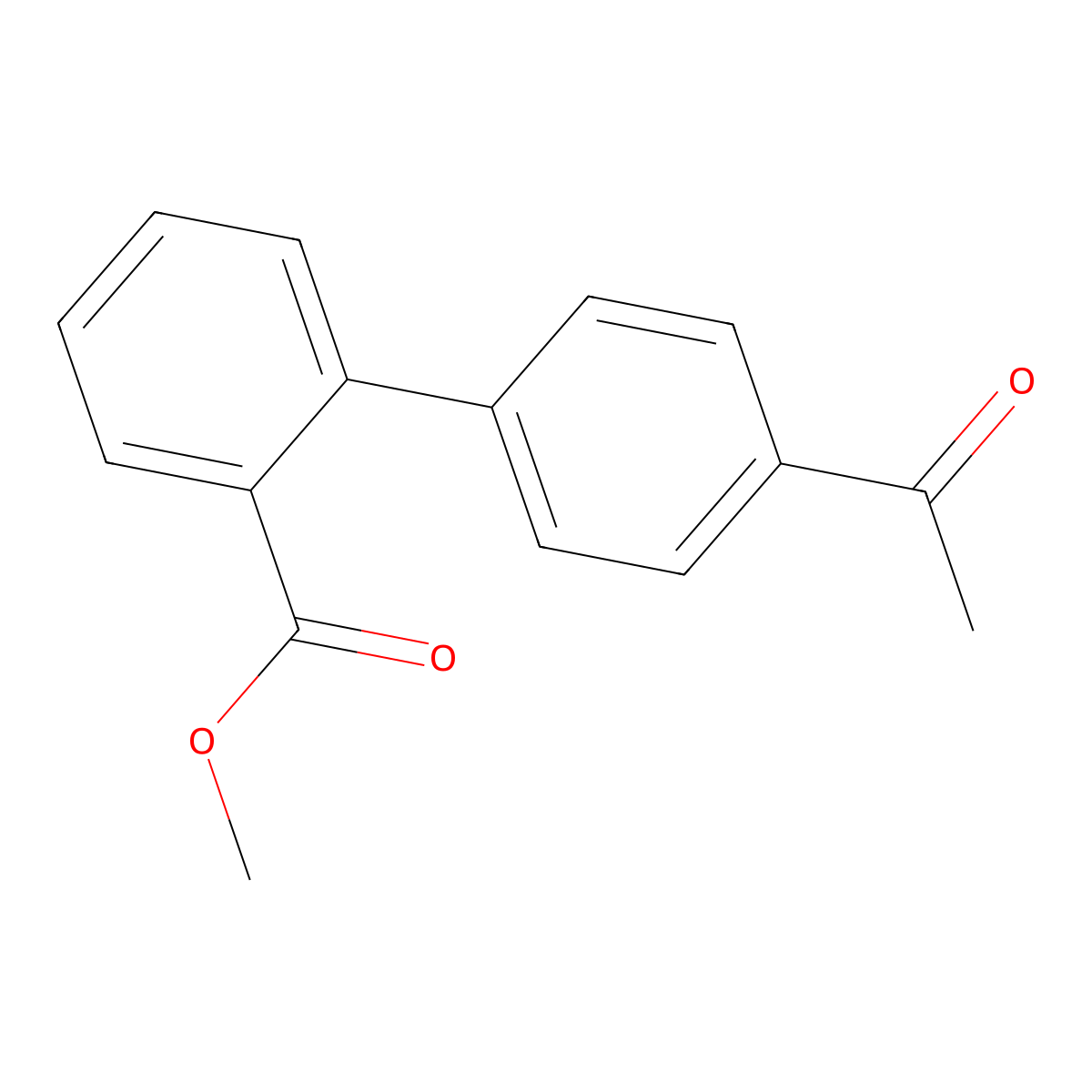 [1,1'-Biphenyl]-2-carboxylic acid, 4'-acetyl-, methyl ester molecular structure, CAS 148651-41-6