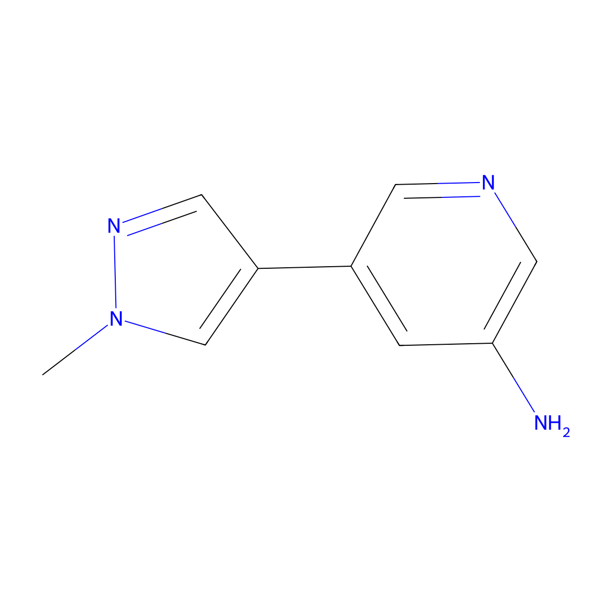 5-(1-methyl-1H-pyrazol-4-yl)pyridin-3-amine molecular structure, CAS 1486522-61-5