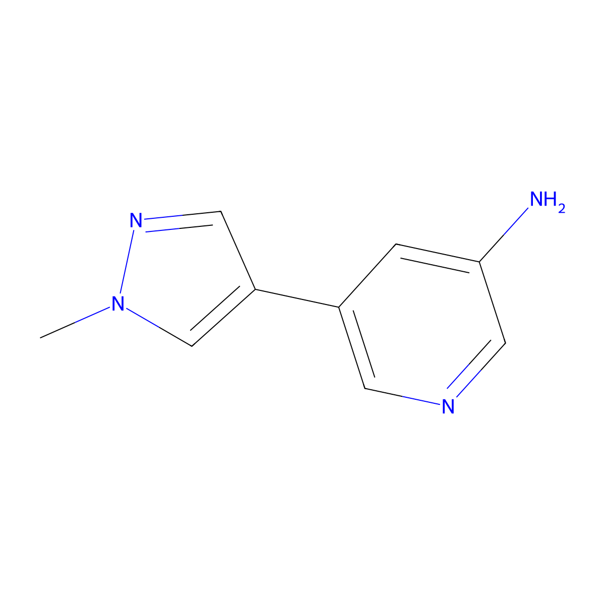 5-(1-methyl-1H-pyrazol-4-yl)pyridin-3-amine molecular structure, CAS 1486522-61-5