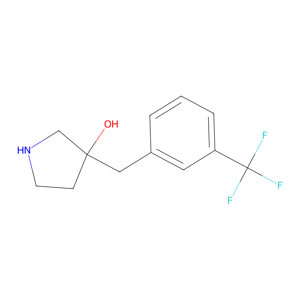 3-{[3-(Trifluoromethyl)phenyl]methyl}pyrrolidin-3-ol molecular structure, CAS 1486525-97-6