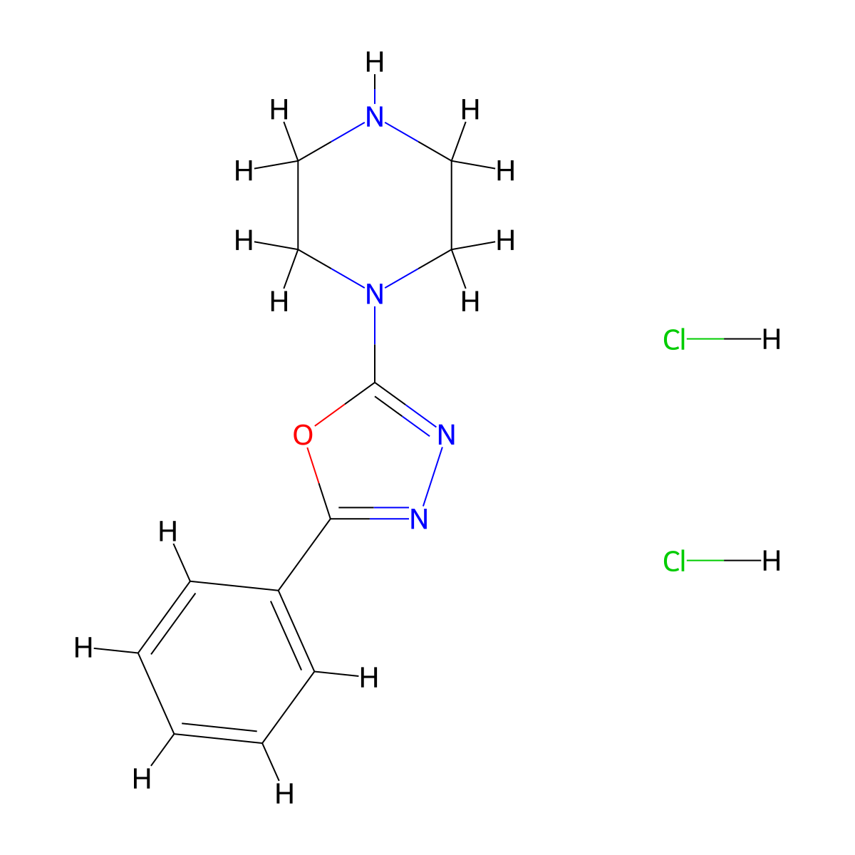 1-(5-Phenyl-1,3,4-oxadiazol-2-yl)piperazine dihydrochloride molecular structure, CAS 1486543-93-4