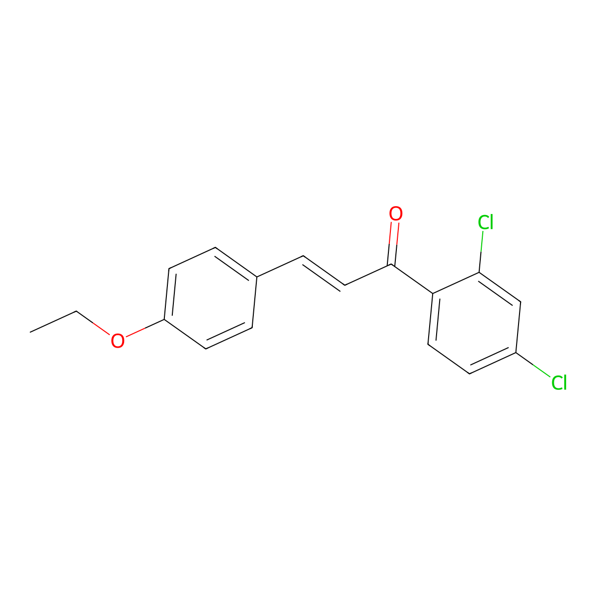 (2E)-1-(2,4-dichlorophenyl)-3-(4-ethoxyphenyl)prop-2-en-1-one molecular structure, CAS 1486549-12-5