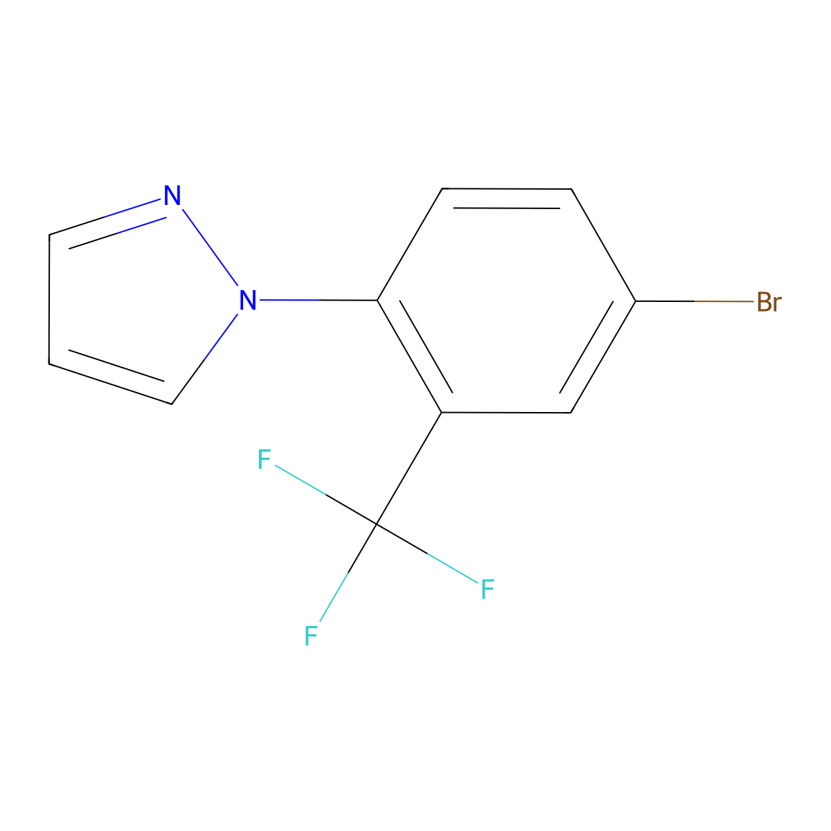 1-(4-bromo-2-(trifluoromethyl)phenyl)-1H-pyrazole molecular structure, CAS 1486653-55-7