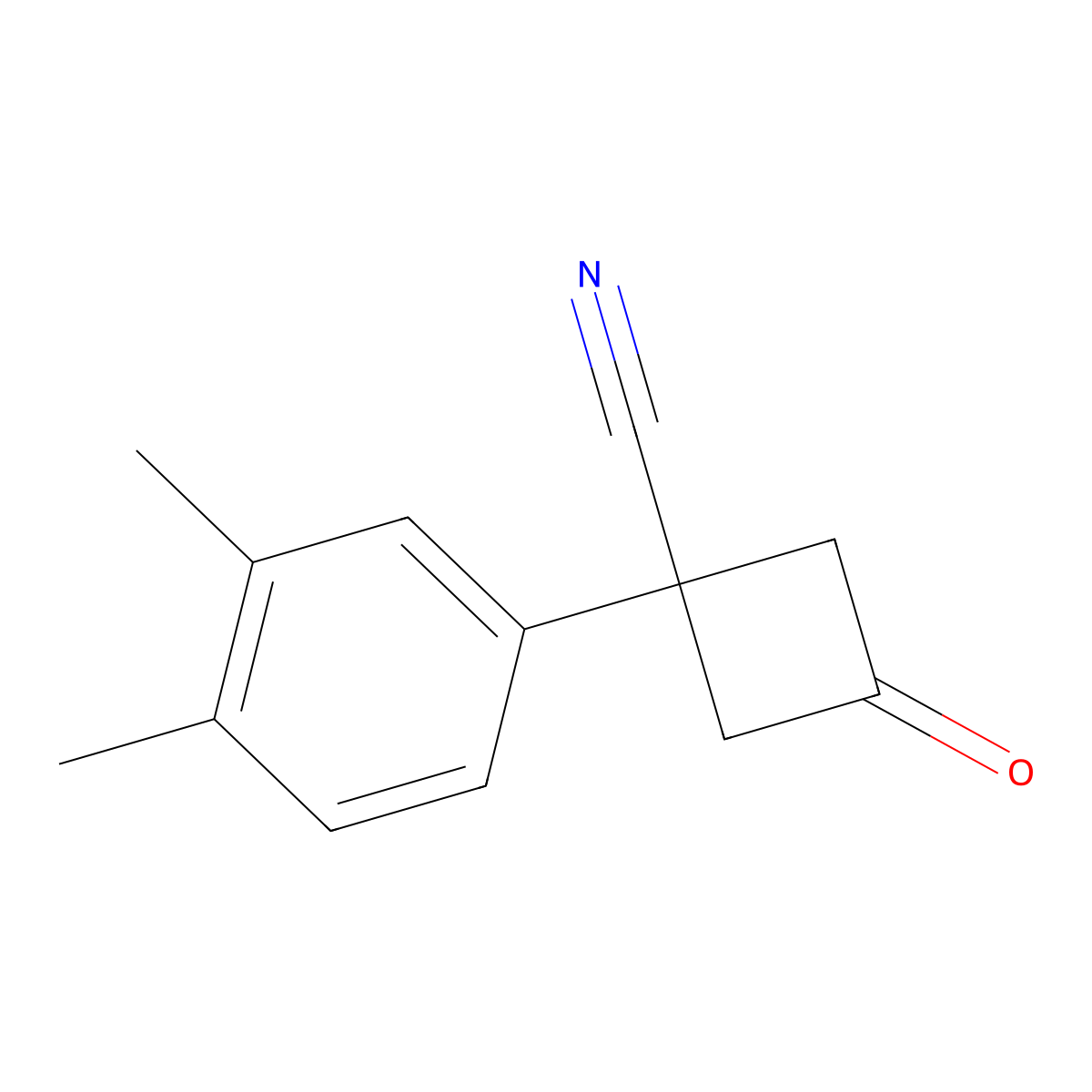 1-(3,4-Dimethylphenyl)-3-oxocyclobutane-1-carbonitrile molecular structure, CAS 1486656-96-5