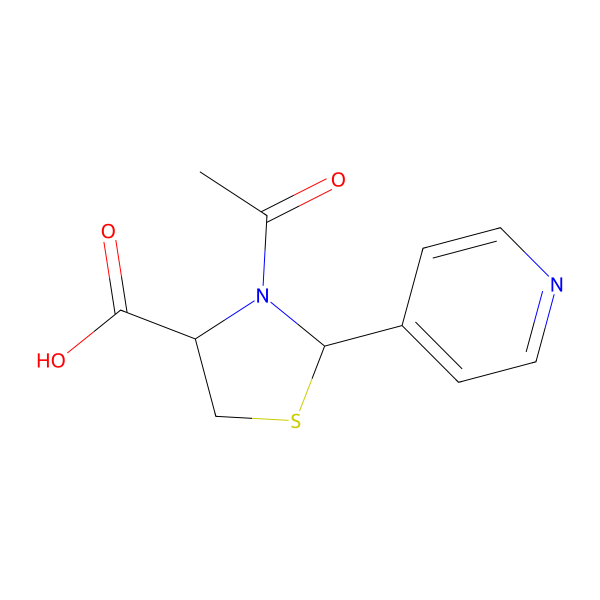 3-Acetyl-2-(pyridin-4-yl)-1,3-thiazolidine-4-carboxylic acid molecular structure, CAS 1486658-08-5