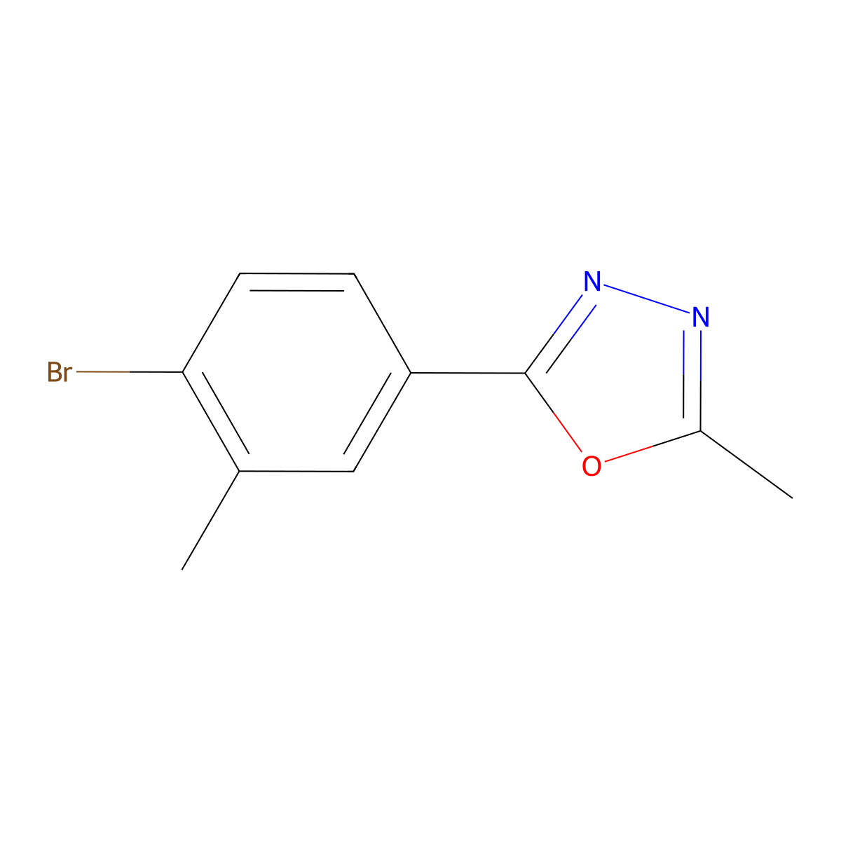 2-(4-Bromo-3-methylphenyl)-5-methyl-1,3,4-oxadiazole molecular structure, CAS 148672-44-0
