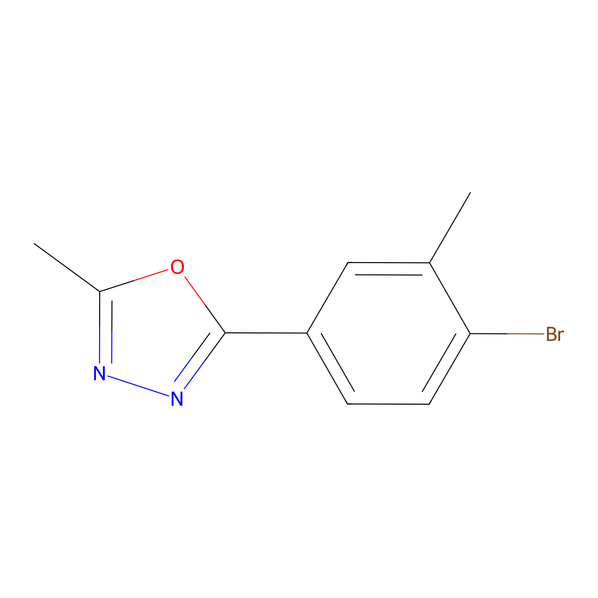 2-(4-Bromo-3-methylphenyl)-5-methyl-1,3,4-oxadiazole molecular structure, CAS 148672-44-0