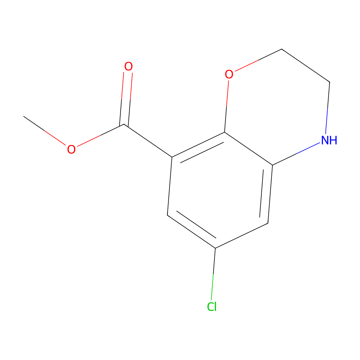 Methyl 6-chloro-3,4-dihydro-2H-benzo[b][1,4]oxazine-8-carboxylate molecular structure, CAS 148673-39-6