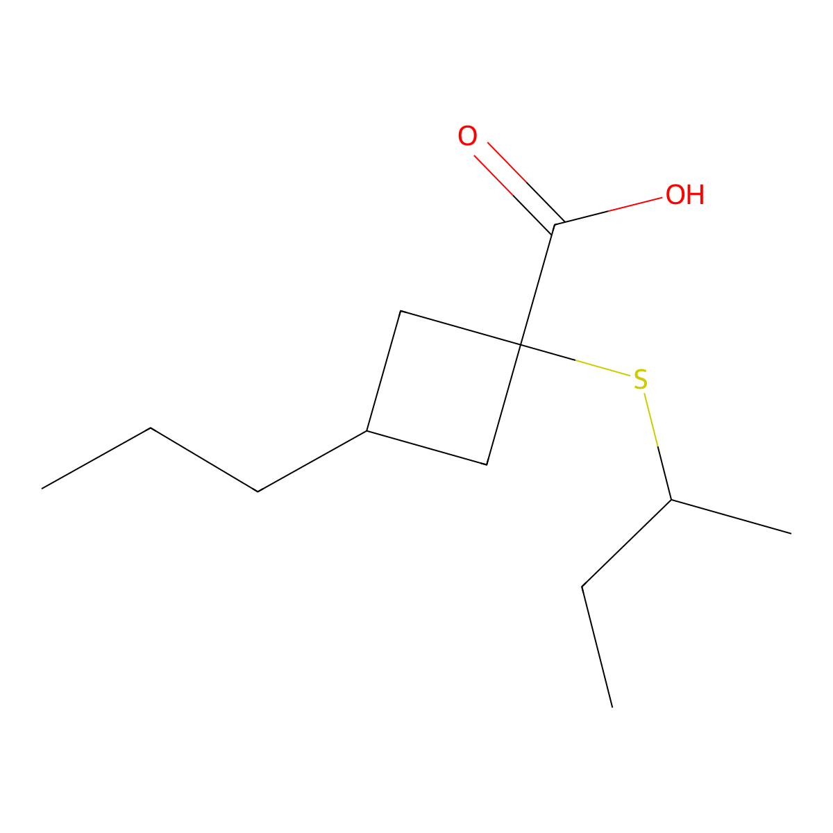 1-(Sec-butylthio)-3-propylcyclobutane-1-carboxylic acid molecular structure, CAS 1486742-65-7