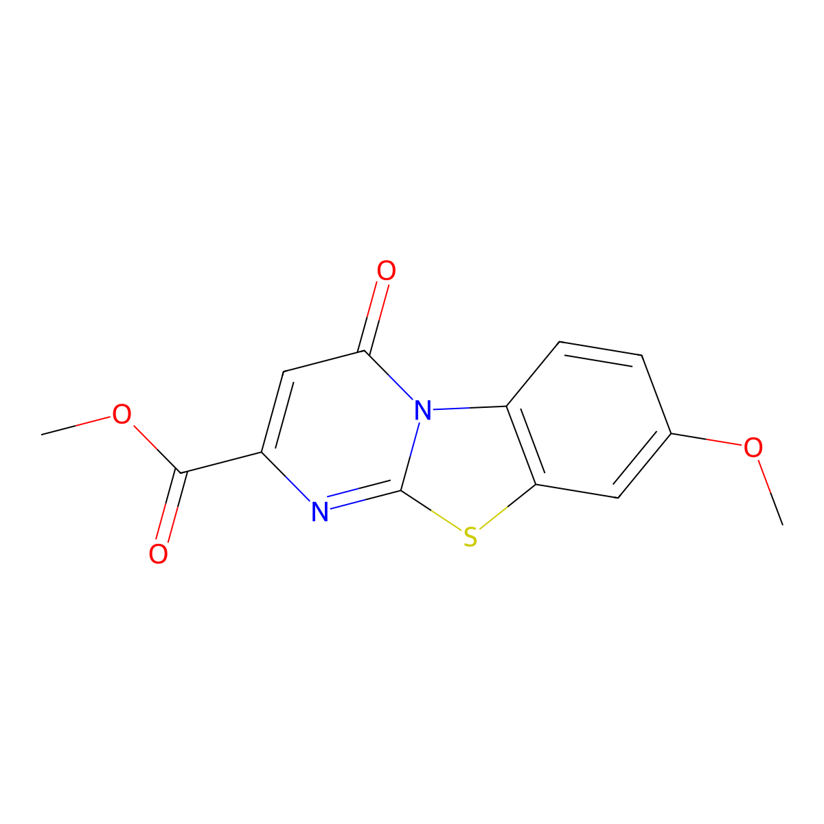 methyl 8-methoxy-4-oxo-4H-pyrimido[2,1-b][1,3]benzothiazole-2-carboxylate molecular structure, CAS 148678-39-1